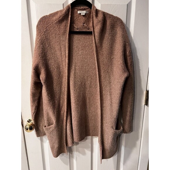 American Eagle Cardigan Womens L Fuzzy Knit Sweater Pockets Open Front cozy soft - Picture 7 of 7